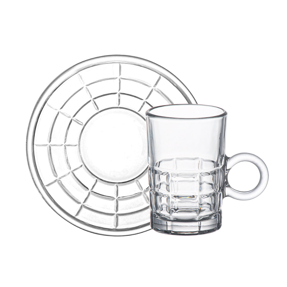 Doyalex Glass Istikan Tea Cup & Saucer Set - 120ml, 12 Pieces, Transparent  (CS-158B)