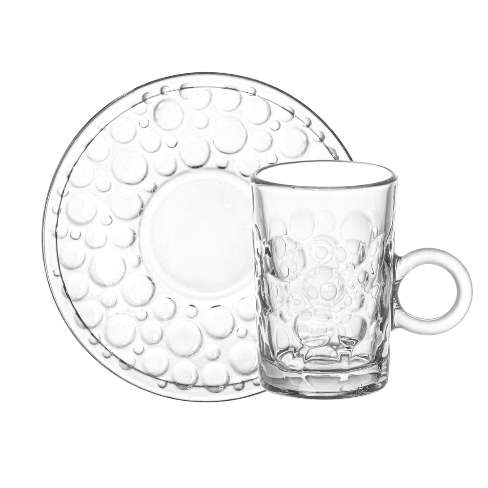 Doyalex Glass Istikan Tea Cup & Saucer Set - 120ml, 12 Pieces, Transparent  (CS-158C)