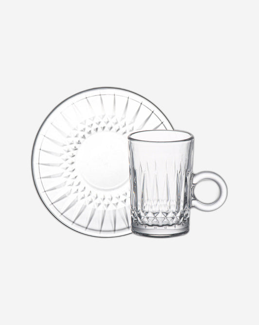 Doyalex Glass Istikan Tea Cup & Saucer Set - 120ml, 12 Pieces, Transparent  (CS-158D)