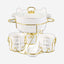 Shallow Luxury Ash 17 Piece Porcelain Soup Set with Gold Stand - White