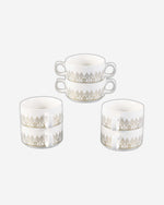 Shallow Azu 17 Piece Soup Set with Gold Stand - White Porcelain