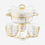 Shallow Badr 17 Piece Soup Set with Gold Stand - Luxurious White Porcelain