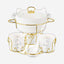 Shallow Amer 17 Piece Porcelain Soup Set with Gold Stand - Modern & Elegant Dining Collection, Soup Bowls