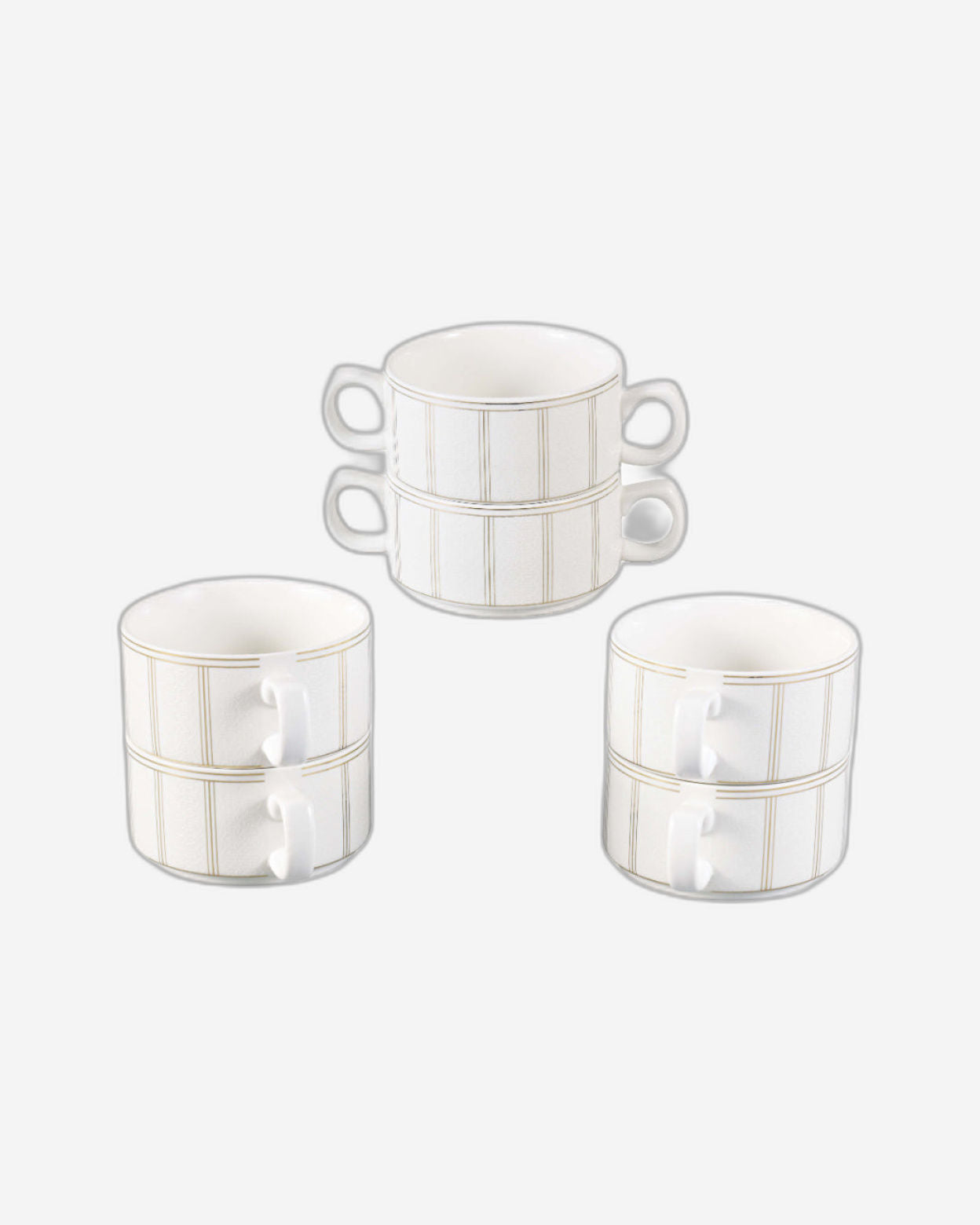 Shallow Ritz 17 Piece Soup Set with Gold Stand - Luxurious White Porcelain Dinnerware for Elegant Dining, Soup Bowl