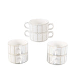 Shallow Ritz 17 Piece Soup Set with Gold Stand - Luxurious White Porcelain Dinnerware for Elegant Dining, Soup Bowl