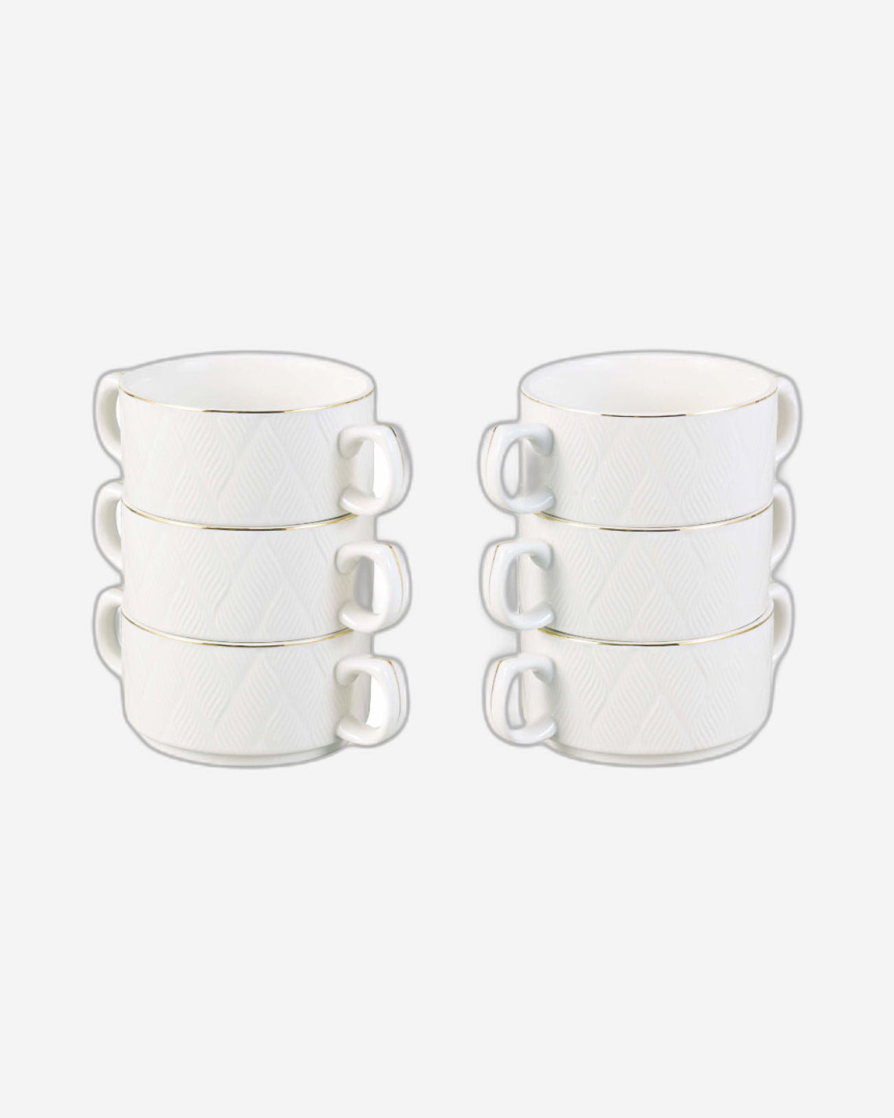 Shallow Amir 16 Piece Soup Set with Matt Gold Stand - Elegant Porcelain Dinnerware for Sophisticated Dining, Soup Bowls