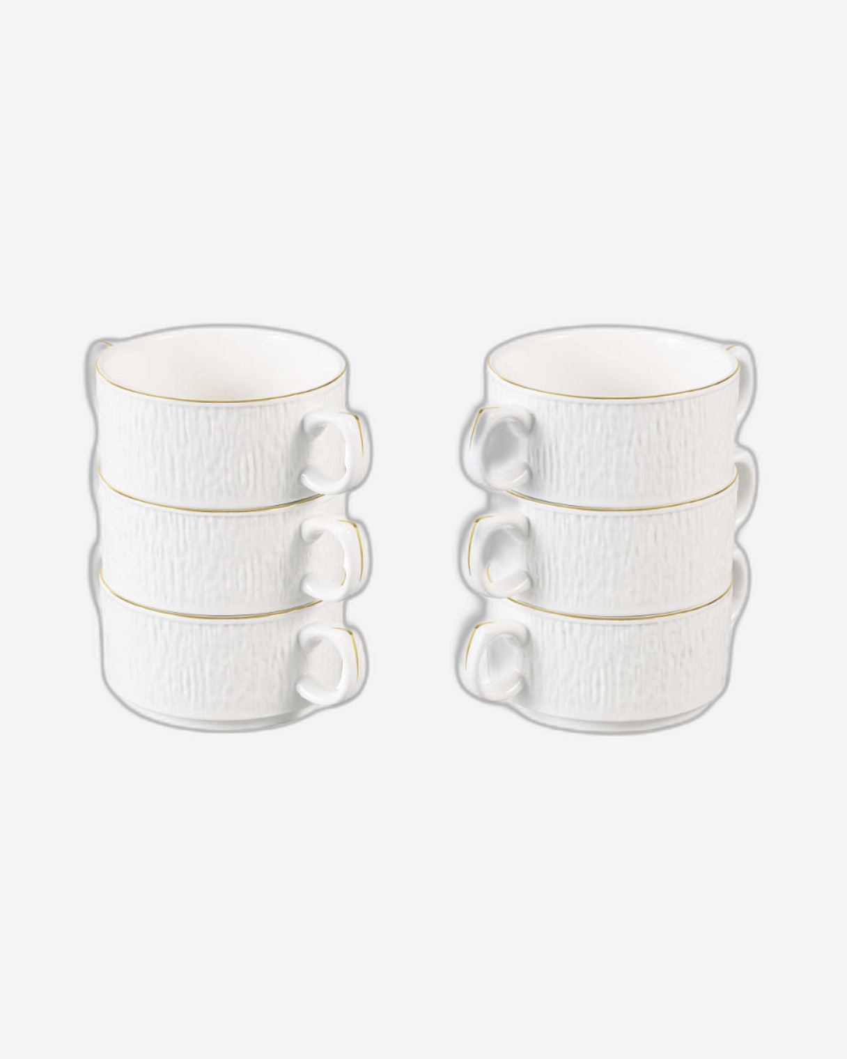 Shallow 16 Piece Gyza Soup Set with Gold Stand - Stylish Dining with Elegant White Porcelain Dinnerware, Soup Bowls
