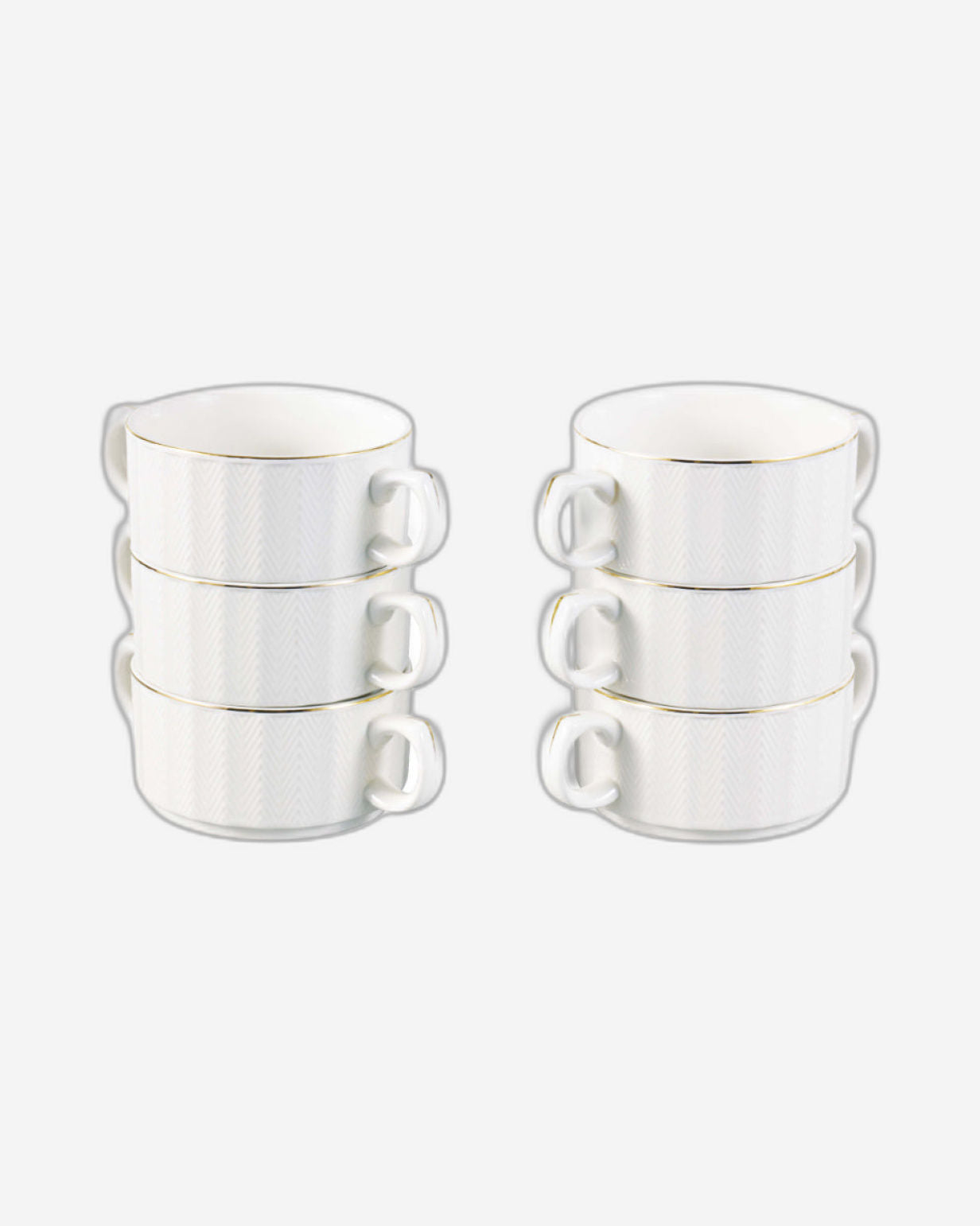 Shallow Zaid 16 Piece White Porcelain Soup Set with Matt Gold Stand - Dinnerware for a Sumptuous Meal, Soup Bowls