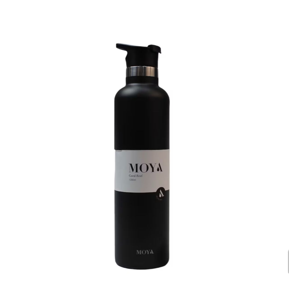 Moya "Coral Reef" 1L Insulated Sustainable Water Bottle Black