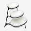 Shallow 3-Tier Porcelain Oval Bowl Set with Stand, White – Elegant Serving Set for Snacks, Fruits, and Appetizers