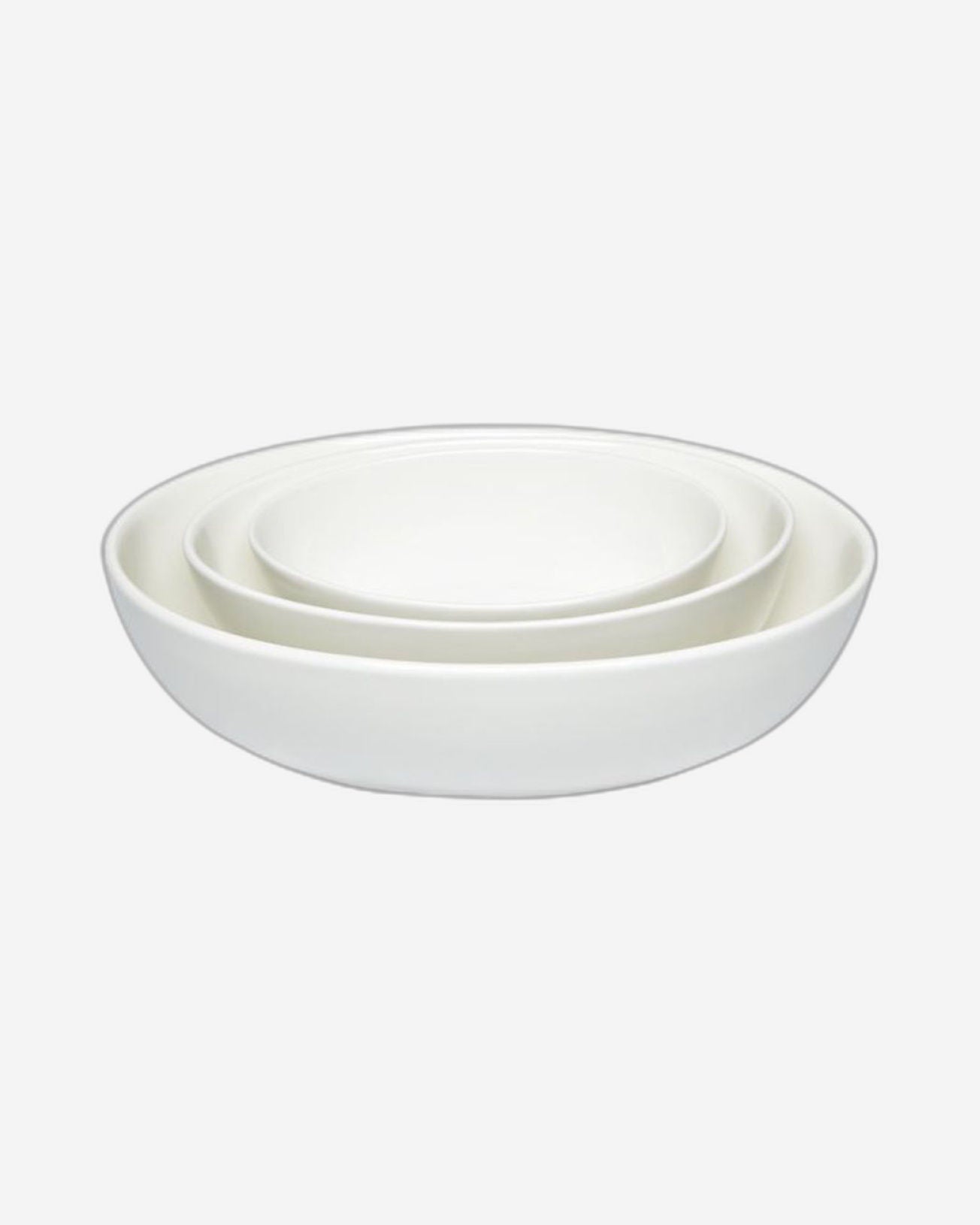 Shallow 3-Tier Porcelain Oval Bowl Set with Stand, White – Elegant Serving Set for Snacks, Fruits, and Appetizers