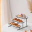 Shallow Elegant Porcelain 3 Tier Rectangle White 33cm Plate with Black Stand