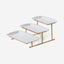 Shallow Elegant Porcelain 3 Tier Rectangle White Plate with Gold Stand (Small Plate 27cm, Mid Plate 31cm, Large Plate 35cm)