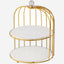 Shallow Elegant 2 Tier Porcelain 26cm Cake Plate with Luxurious Gold Stand