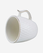 Shallow Bone China Coffee Cup and Saucer Set, 12-Piece – White/Gold, 90ml