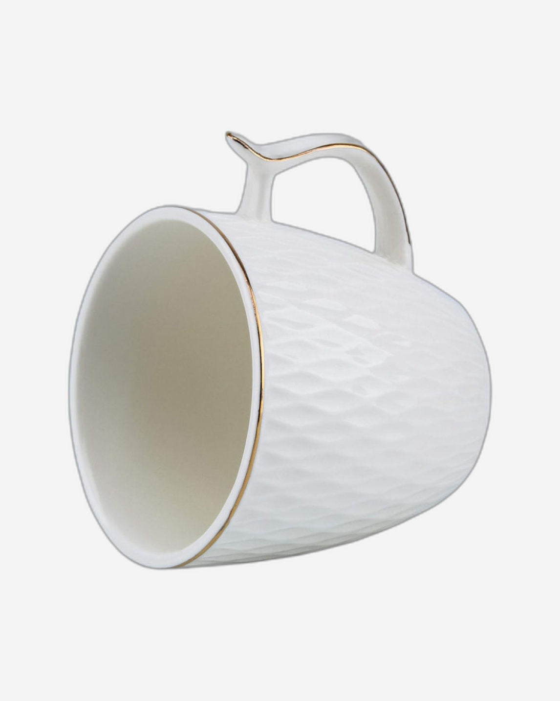 Shallow Bone China Coffee Cup and Saucer Set, 12-Piece – White/Gold, 90ml