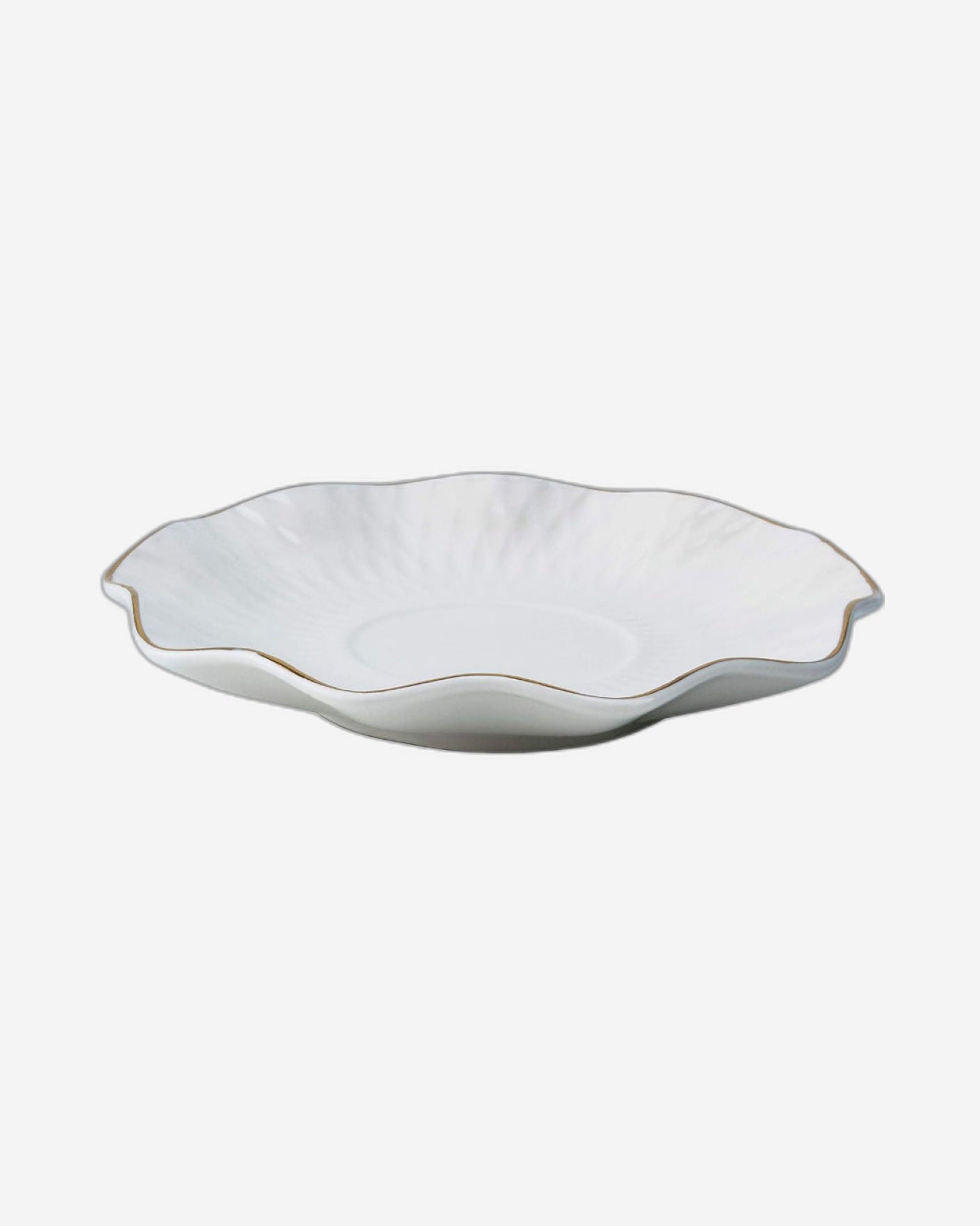 Shallow Bone China Coffee Cup and Saucer Set, 12-Piece – White/Gold, 90ml