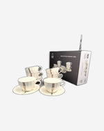 Shallow Porcelain Amara Tea Cup & Saucer Set, 220ml (6 Cups, 6 Saucer, White)