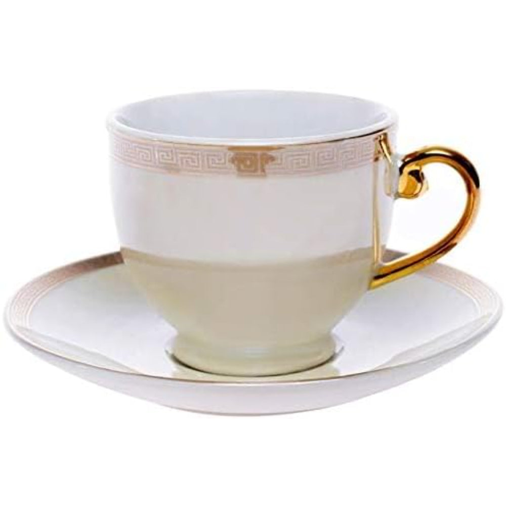 Shallow Hand-Painted Coffee Cup and Saucer Set, 12-Piece, 90ml – Elegant Design
