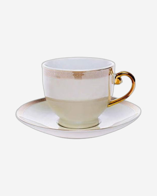Shallow Hand-Painted Coffee Cup and Saucer Set, 12-Piece, 90ml – Elegant Design