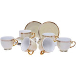 Shallow Hand-Painted Coffee Cup and Saucer Set, 12-Piece, 90ml – Elegant Design