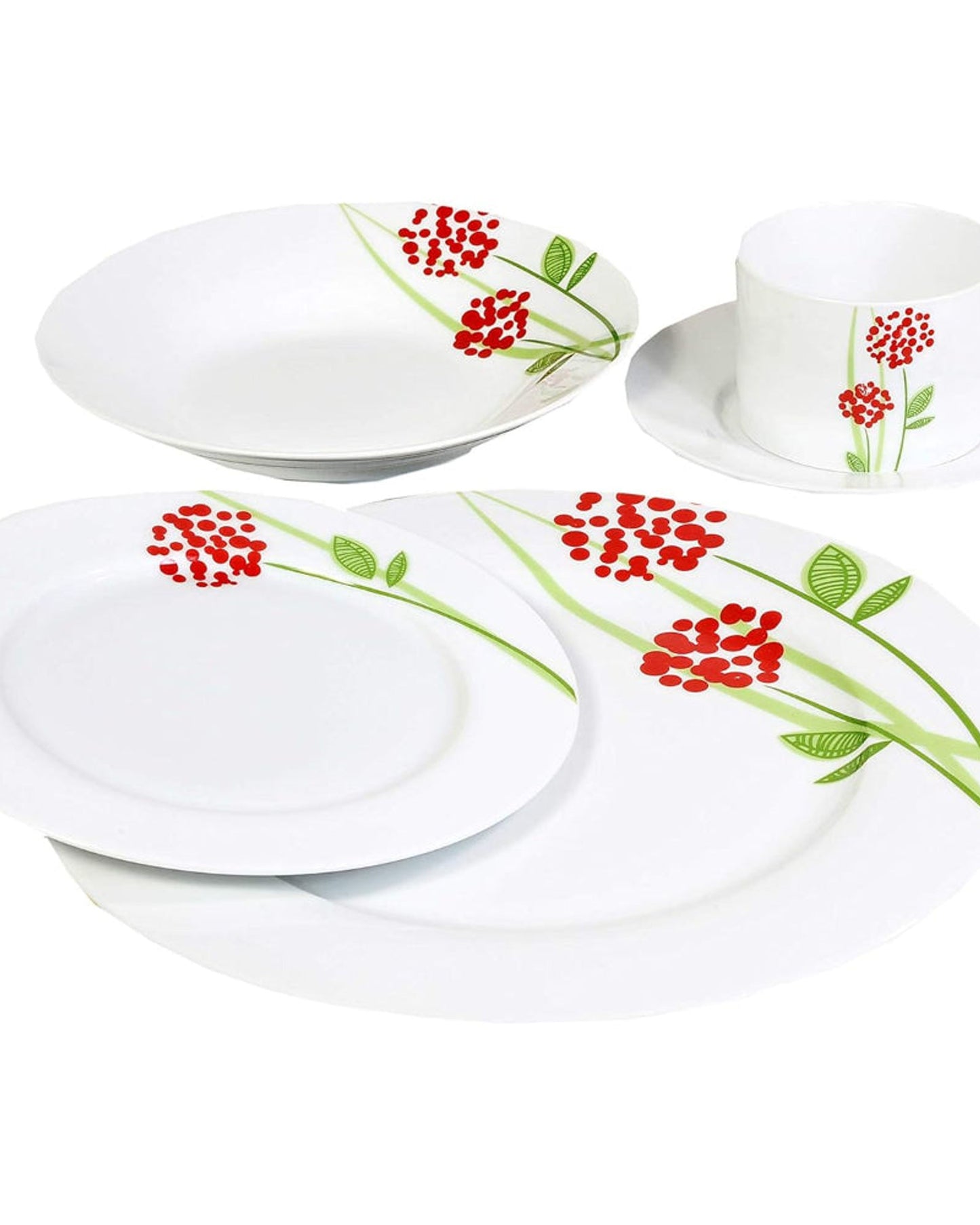 Shallow 20-Piece Imperial Porcelain Dinner Set with Elegant Decal – Premium Dining Collection