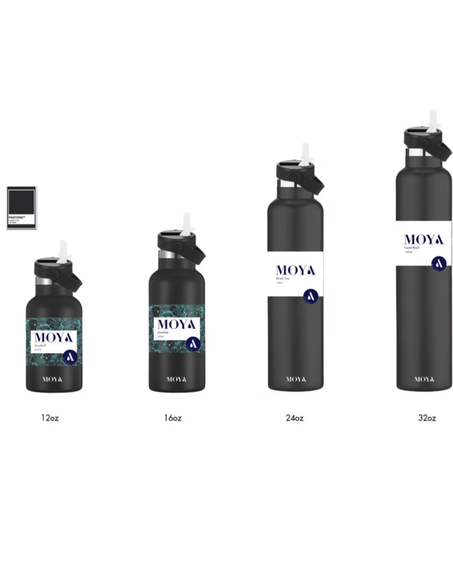 Moya "Seashell" 350ml Insulated Sustainable Water Bottle Black