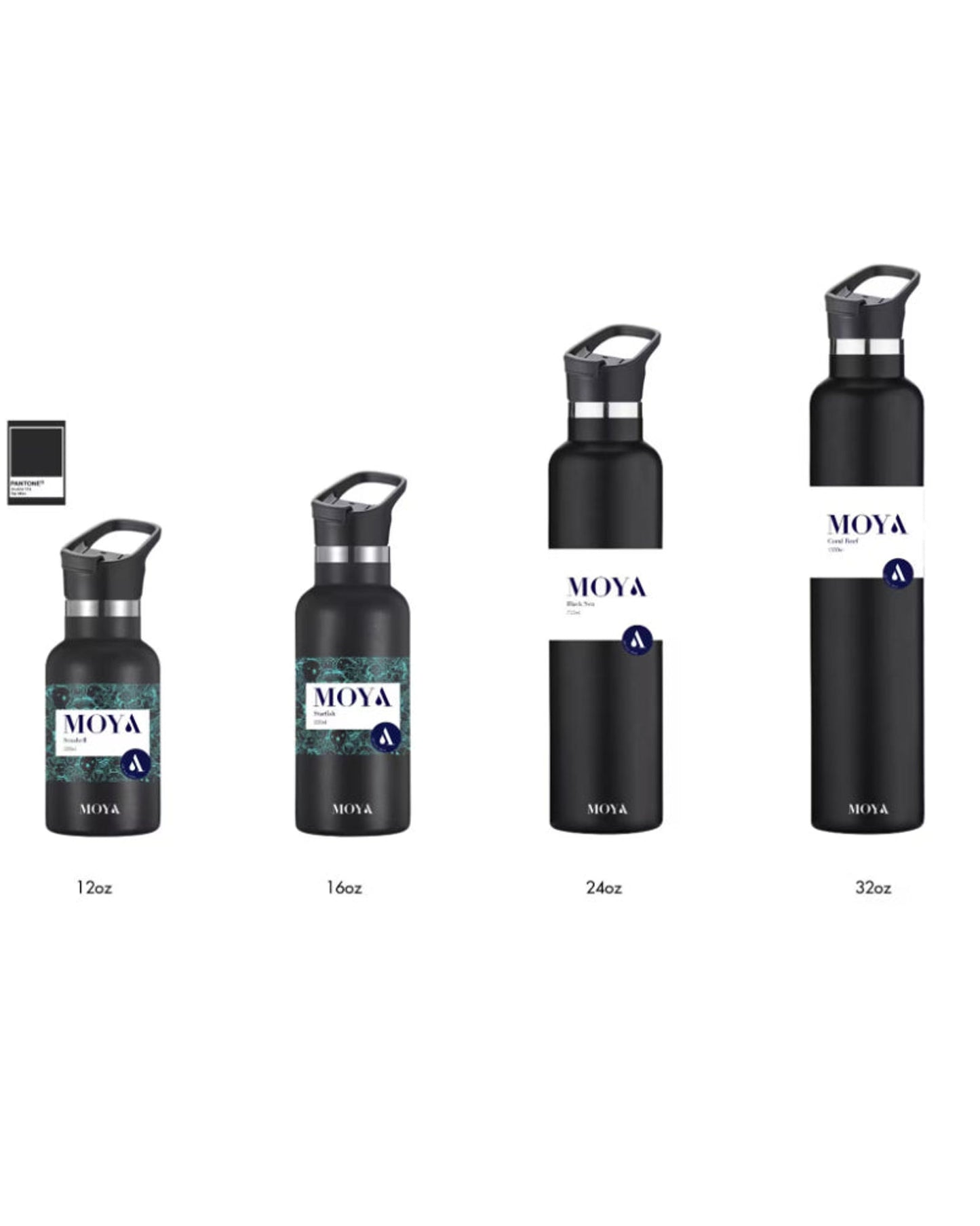 Moya "Seashell" 350ml Insulated Sustainable Water Bottle Black