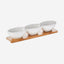 Shallow Porcelain Bowl with Bamboo Tray, White/Brown – Elegant Serving Set for Snacks and Condiments