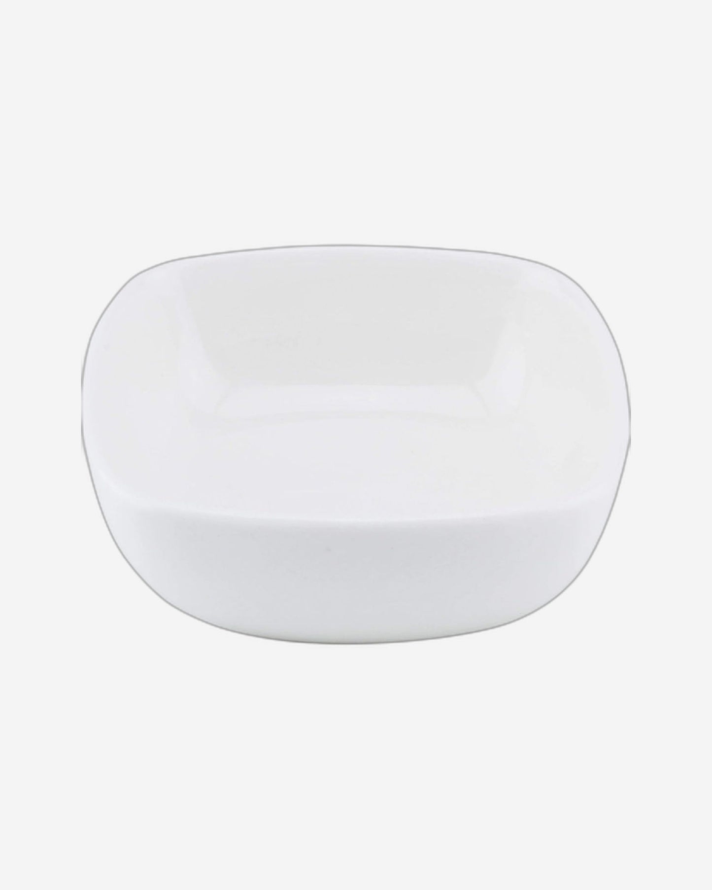 Shallow Porcelain Bowls With Bamboo Tray And Handle, White/Brown, 4 Pieces