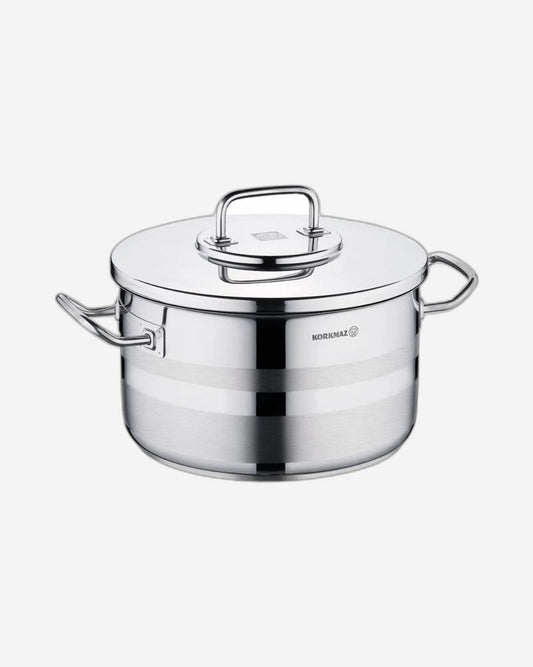 Korkmaz Astra2 Casserole 28x16 / 9.5 L | Induction Base Satinless Steel Pot | Dishwasher Safe Stock Pot - KA2027
