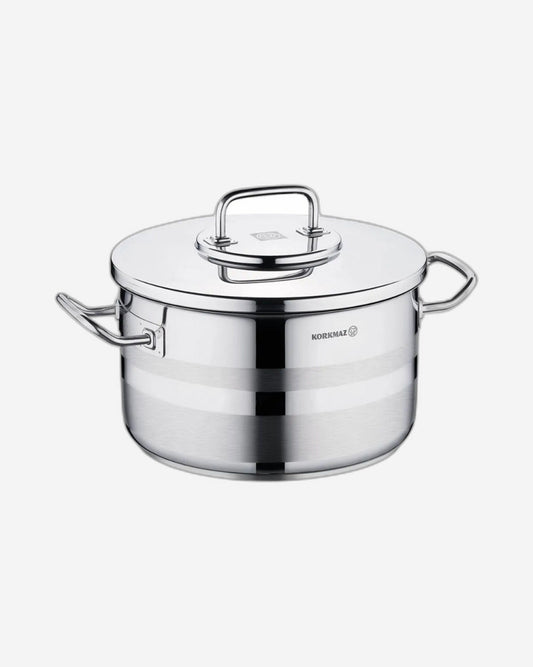 Korkmaz Astra2 Casserole 32x19 / 15 L | Induction Base Satinless Steel Pot | Dishwasher Safe Stock Pot - KA2029