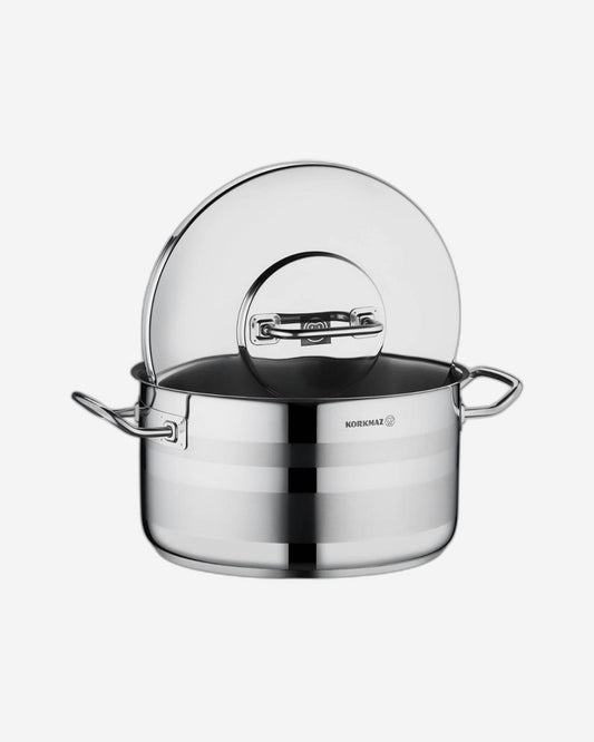 Korkmaz Astra2 Casserole 32x19 / 15 L | Induction Base Satinless Steel Pot | Dishwasher Safe Stock Pot - KA2029