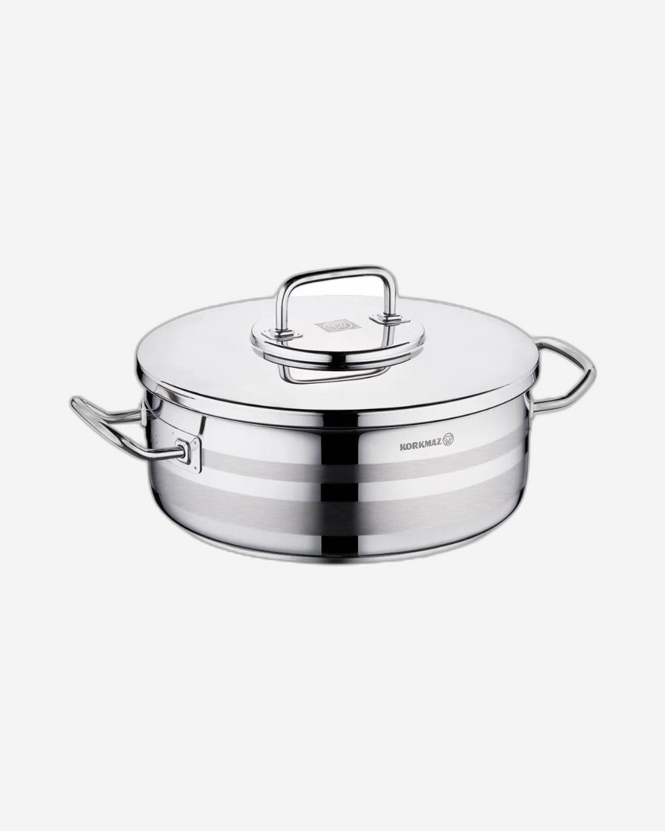 Korkmaz Astra2 Low Casserole 32x13 / 10.25 L |Induction Base Satinless Steel Pot | Dishwasher Safe Stock Pot - KA2038