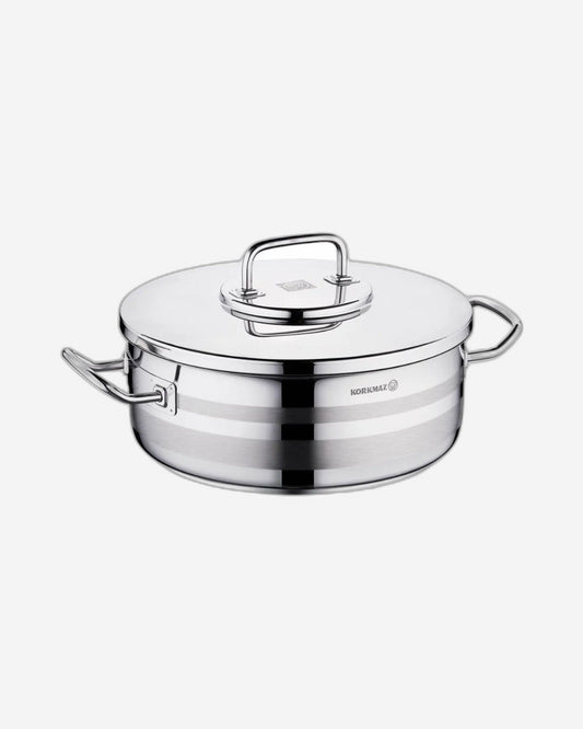 Korkmaz Astra2 Low Casserole 32x13 / 10.25 L |Induction Base Satinless Steel Pot | Dishwasher Safe Stock Pot - KA2038