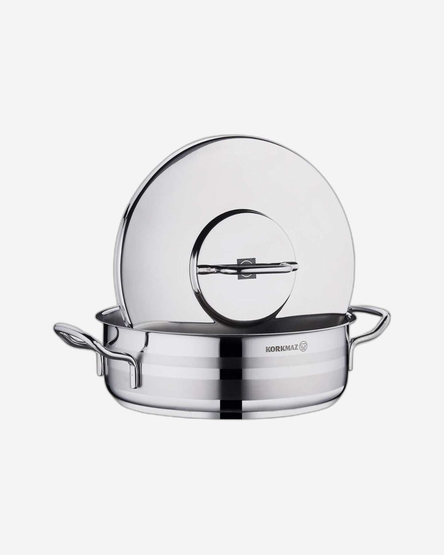 Korkmaz Astra2 Low Casserole 32x13 / 10.25 L |Induction Base Satinless Steel Pot | Dishwasher Safe Stock Pot - KA2038