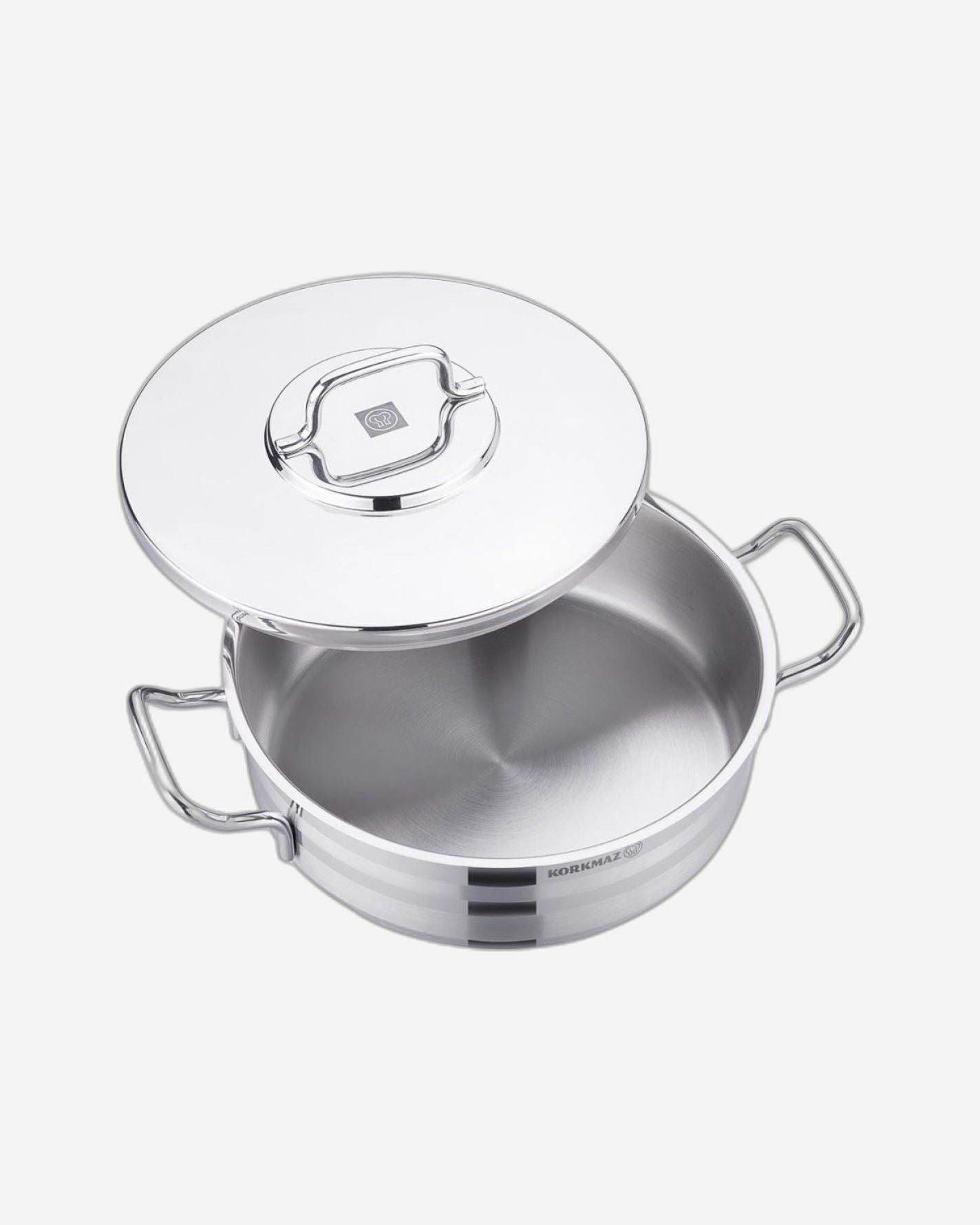 Korkmaz Astra2 Low Casserole 32x13 / 10.25 L |Induction Base Satinless Steel Pot | Dishwasher Safe Stock Pot - KA2038