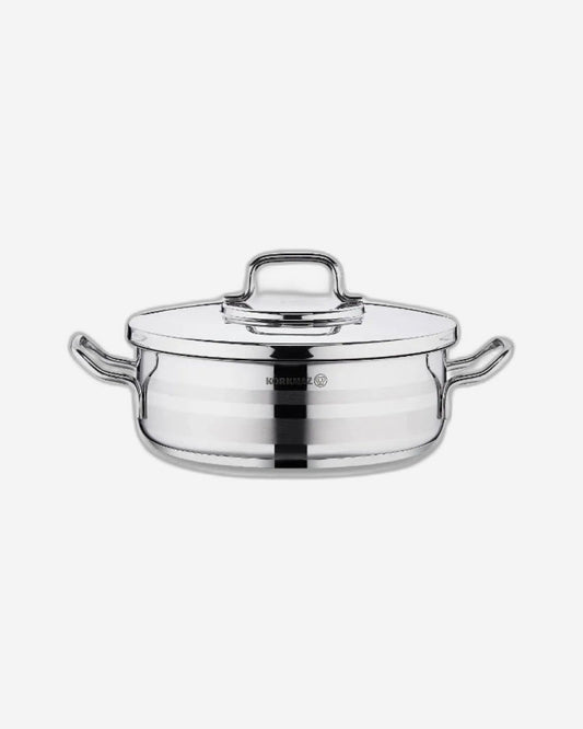 Korkmaz Astra2 Low Casserole 32x9 / 7 L | Induction Base Satinless Steel Pot | Dishwasher Safe Stock Pot - KA2041