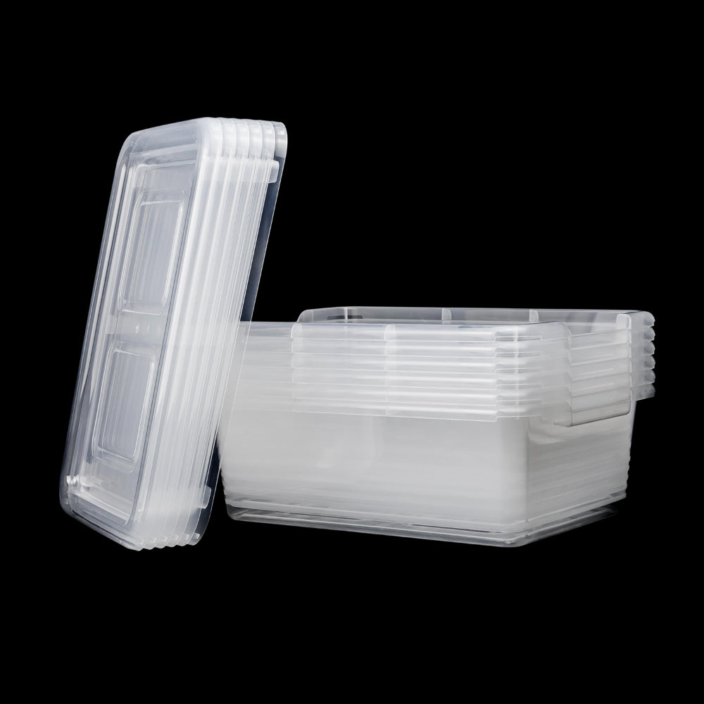Mondex 6 Piece Polypropylene Storage Box Set - 10L Capacity Each - Transparent