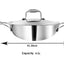 Vinod Platinum Triply Stainless Steel Kadai with Lid- 30 cm, 4.5 L, Silver (Induction Friendly)