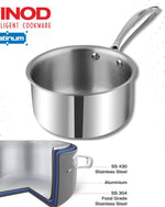 Vinod Platinum Triply Stainless Steel Milkpan -14 cm, 1.2 L, Silver (Induction Friendly)