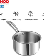 Vinod Platinum Triply Stainless Steel Milkpan -14 cm, 1.2 L, Silver (Induction Friendly)