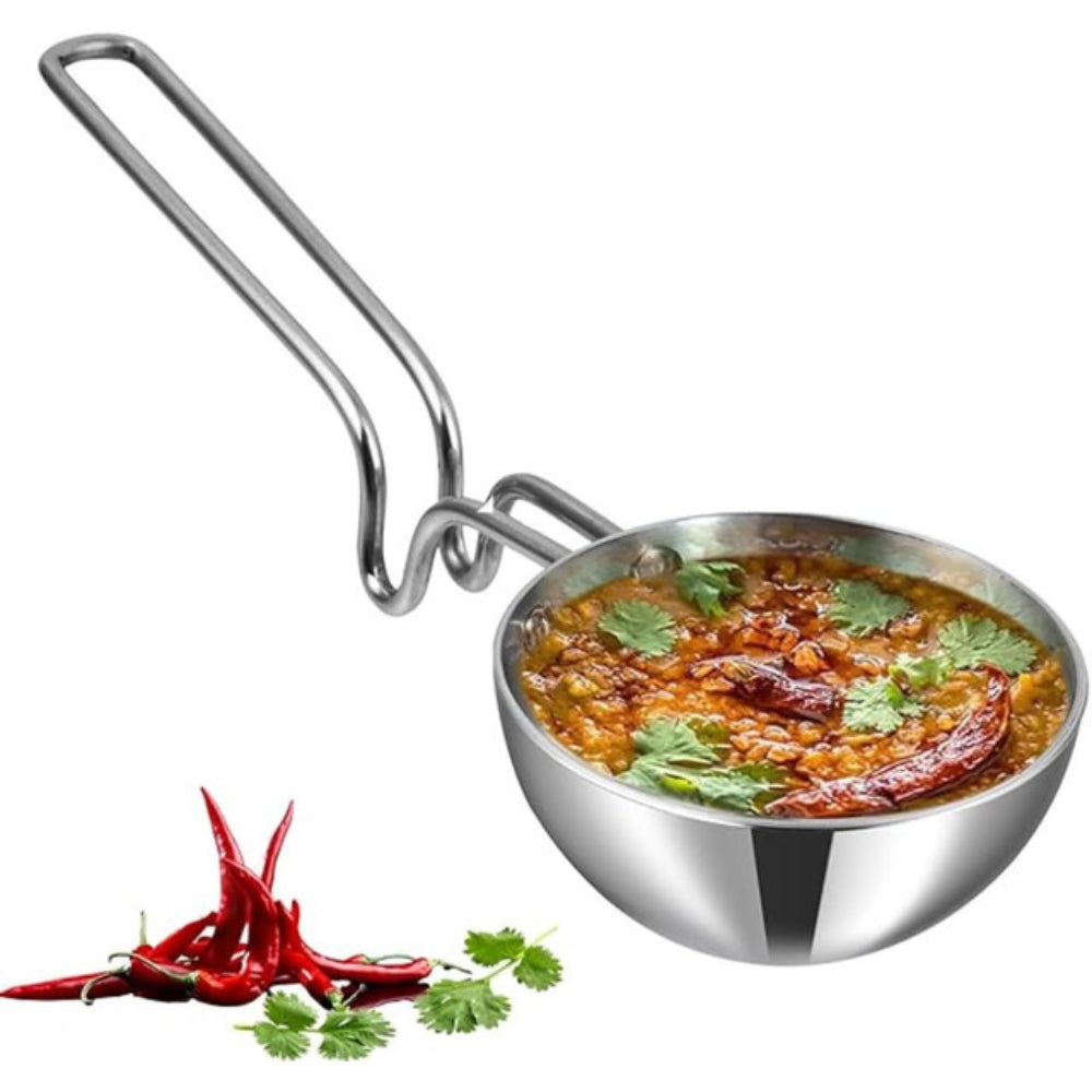 Vinod Platinum Triply Stainless Steel Tadka Pan - Large, 11cm, Silver