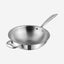 Vinod Platinum Triply Stainless Steel Wok with Riveted Sturdy Handle -26cm, 3 Liters, Silver (Induction Friendly)
