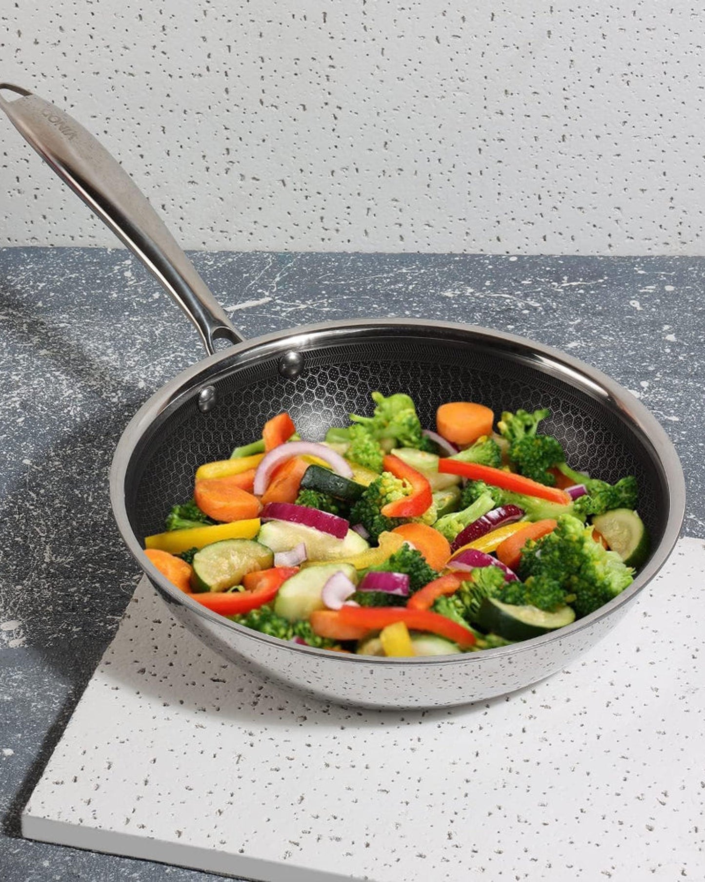 Vinod Platinum Triply Stainless Steel SAS Pro Fry Pan - 24cm, Silver (Induction Friendly)