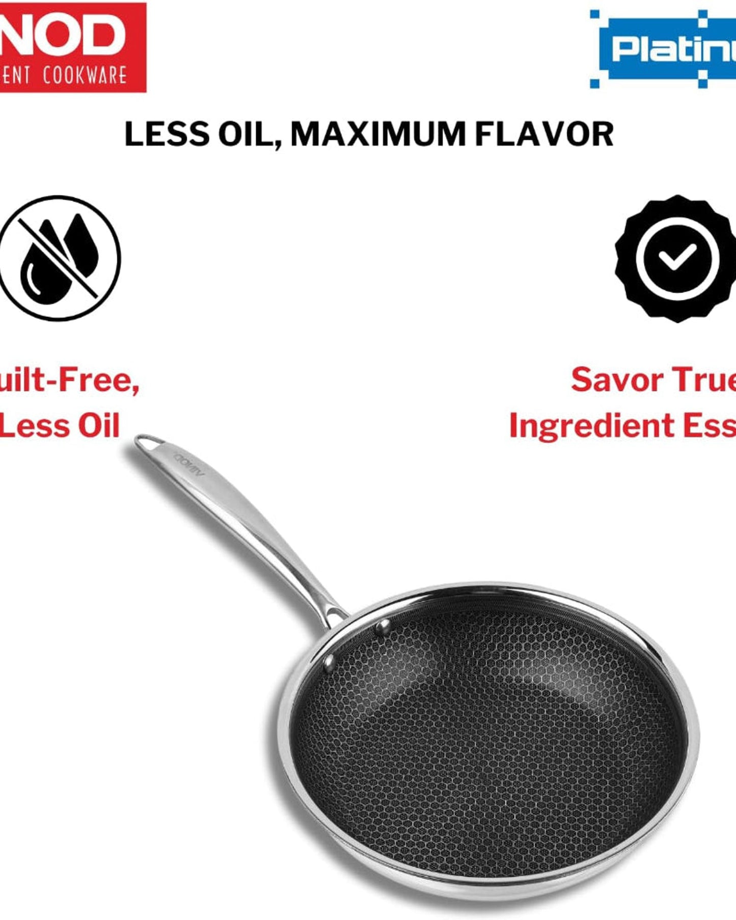 Vinod Platinum Triply Stainless Steel SAS Pro Fry Pan - 24cm, Silver (Induction Friendly)