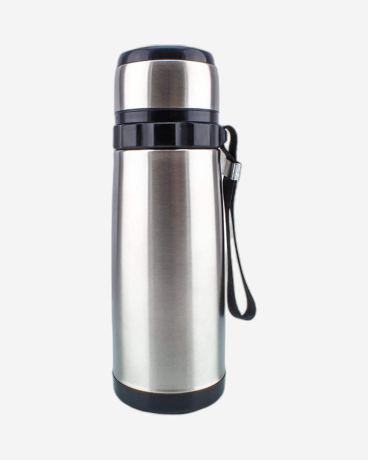 Nessan Stainless Steel Vacuum Flask - 600ml | Silver/Black | Insulated Bottle for Hot & Cold Beverages