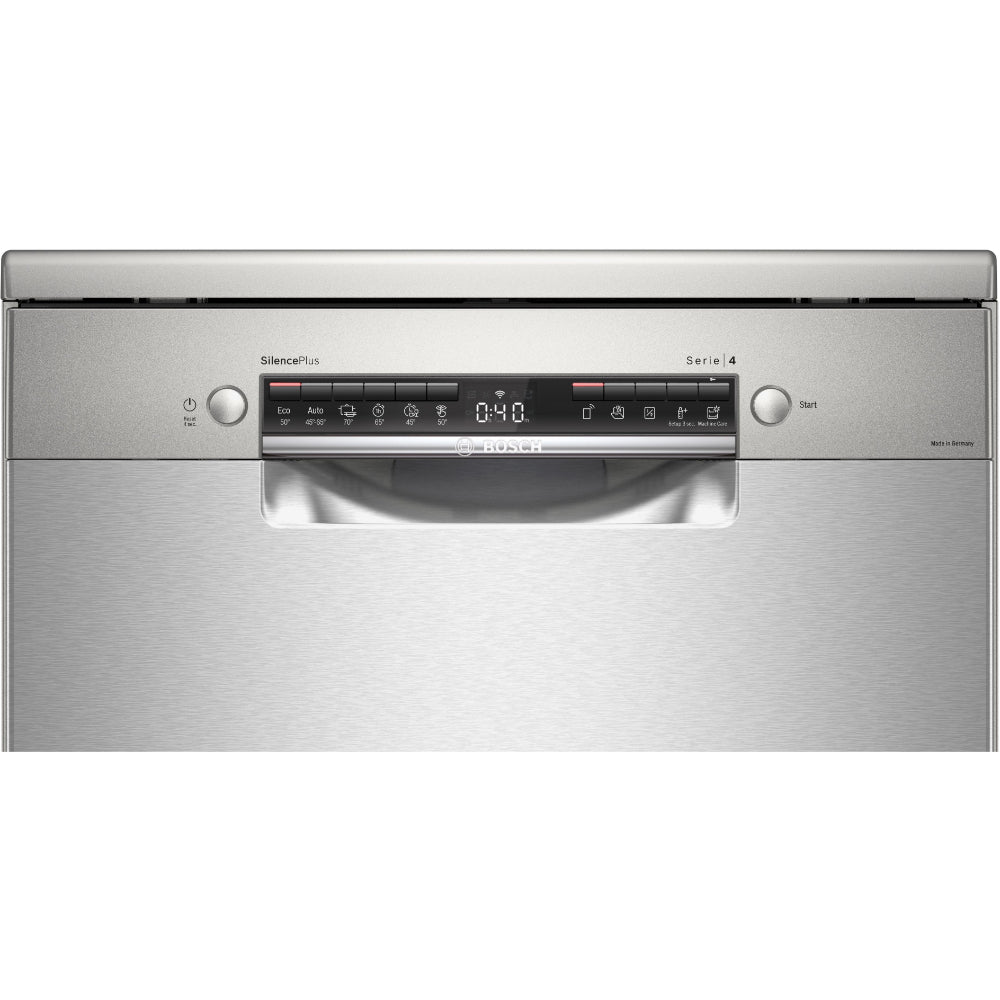 Bosch Series 4  Free-Standing Dishwasher 60 cm  14 place settings  Home Connect Remote Monitoring and Control1 Year Manufacturing Warranty  SMS4ECI26M Brushed steel anti-fingerprint