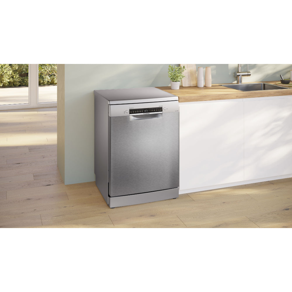Bosch Series 4  Free-Standing Dishwasher 60 cm  14 place settings  Home Connect Remote Monitoring and Control1 Year Manufacturing Warranty  SMS4ECI26M Brushed steel anti-fingerprint