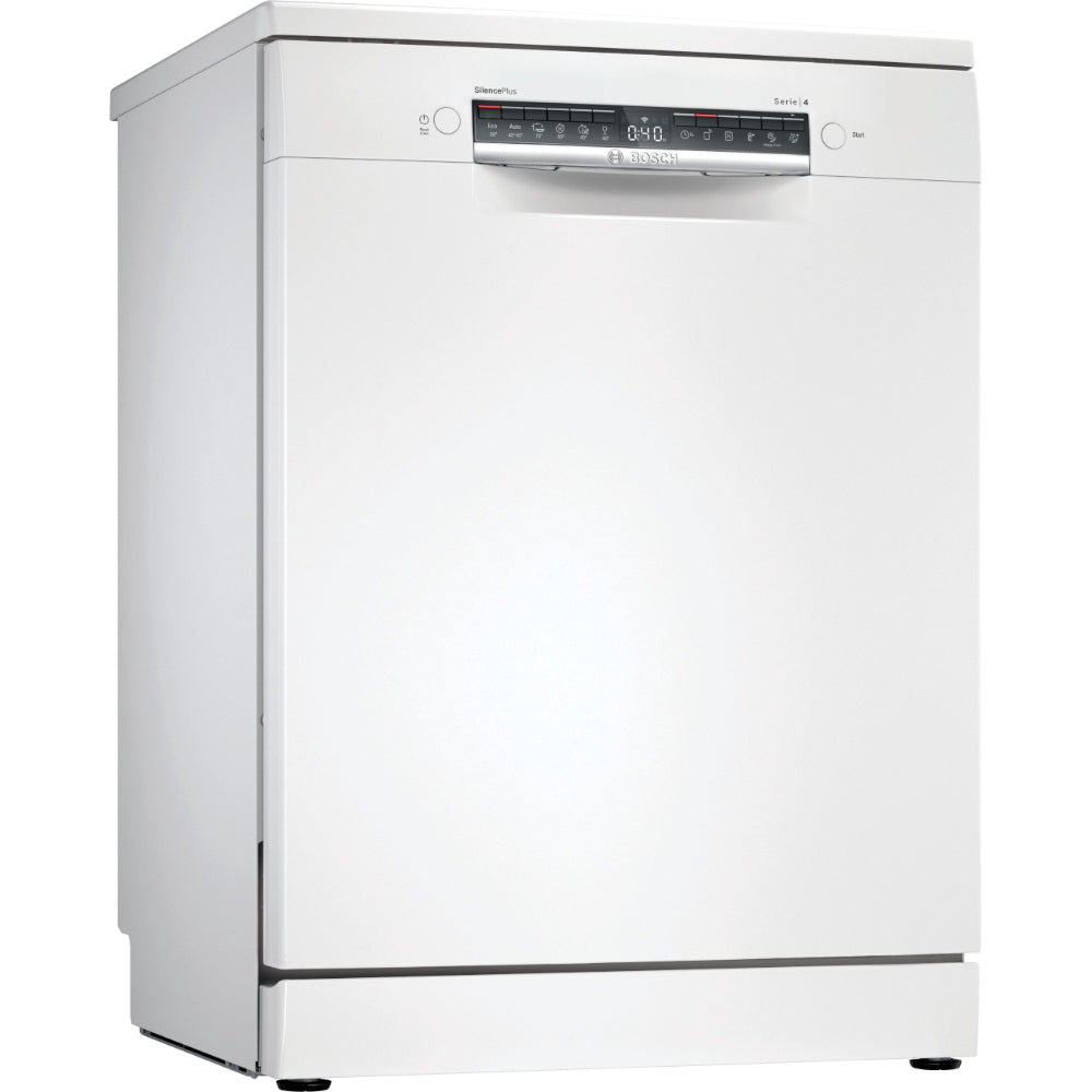 Bosch Series 4  Free-Standing Dishwasher 60 cm  14 place settings  Home Connect Remote Monitoring and Control  1 Year Manufacturing Warranty  SMS4HMW65M White